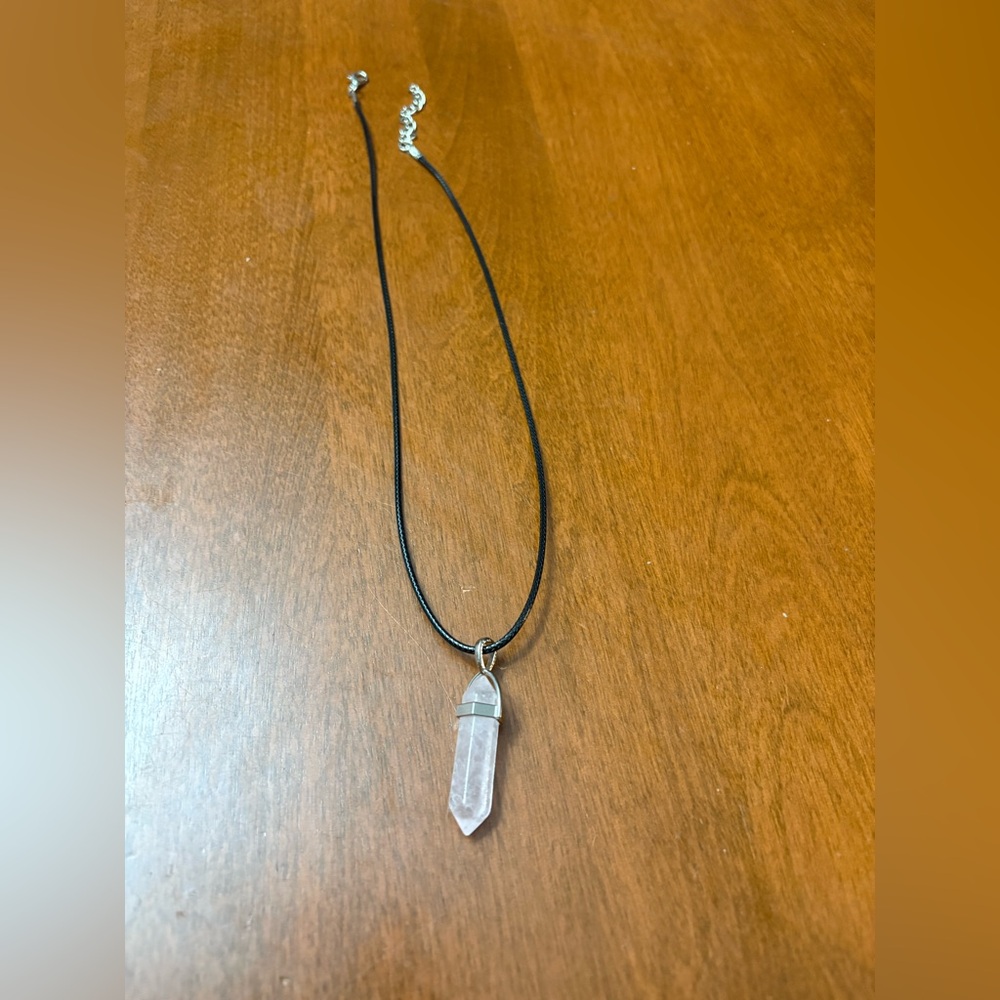 Crystal Pendant Necklace on Black Cord